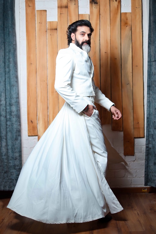 Viren's White Cape Double Breasted Jacket with straight pants - Image 5