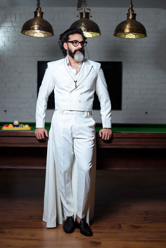 Viren's White Cape Double Breasted Jacket with straight pants - Image 3